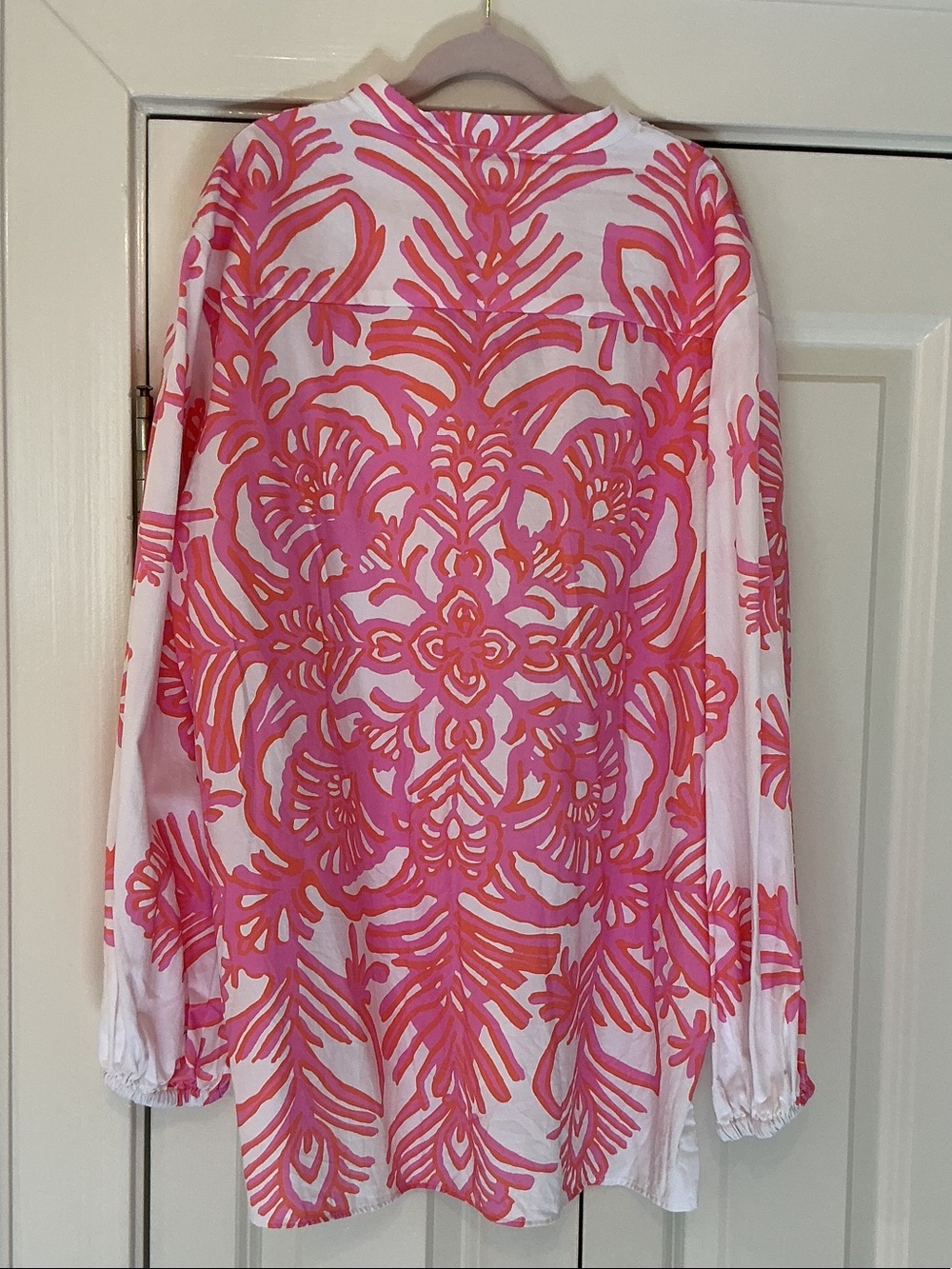 PATTY KIM White Top with Pink and Orange Fun Print Size Medium - Picture 4 of 5